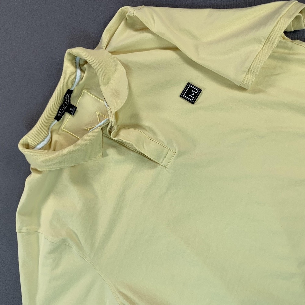Collection‎ By Michael Strahan Polo Shirt Mens Medium Yellow Solid Stretch Logo